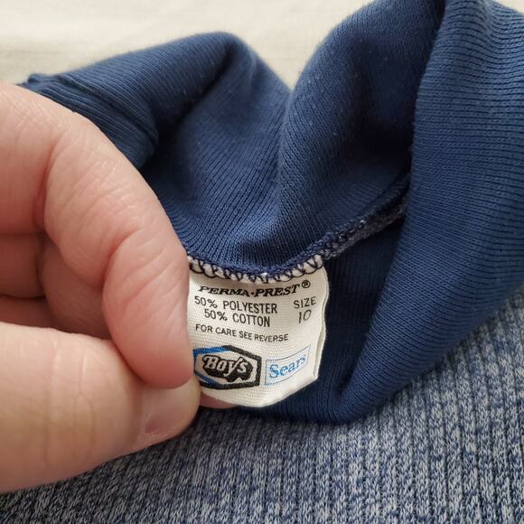Vintage 70s Sears Blue Turtleneck kids 8 - Picture 2 of 5